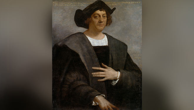 Lukisan potret Christopher Colombus karya Sebastiano del Piombo. Karya pada 1519 ini menjadi koleksi the Metropolitan Museum of Art, New York City. (foto: britanica)
