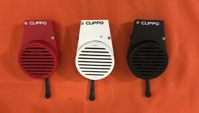 Clippo dibuat untuk pengeras suara yang menempel pada masker (Foto: Humas UK Petra)
