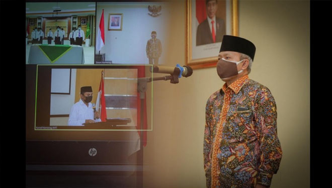 Sekretaris Jenderal (Sekjen) Kementerian Agama (Kemenag) Nizar Ali melantik secara daring. (Foto: Kemenag RI for TIMES Indonesia)