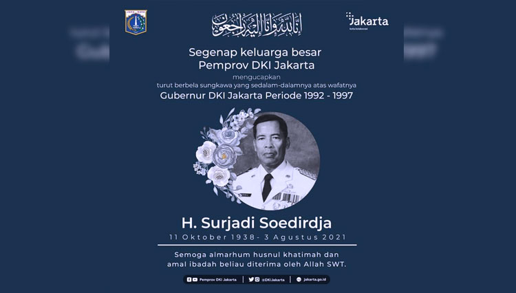 Gubernur DKI Jakarta Periode 1992–1997 Surjadi Soedirdja Meninggal Dunia