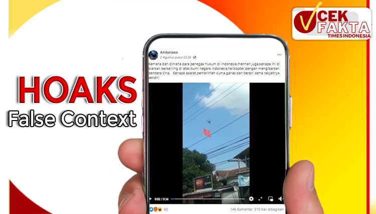 video memperlihatkan helikopter yang membawa bendera berwarna merah.