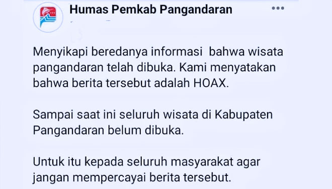 Pamplet sanggahan Humas Pemkab Pangandaran b