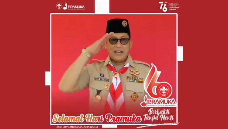 Ketua Kwarnas Pramuka Budi Waseso dalam HUT ke-60 Gerakan Pramuka Indonesia. (FOTO: Pramuka)