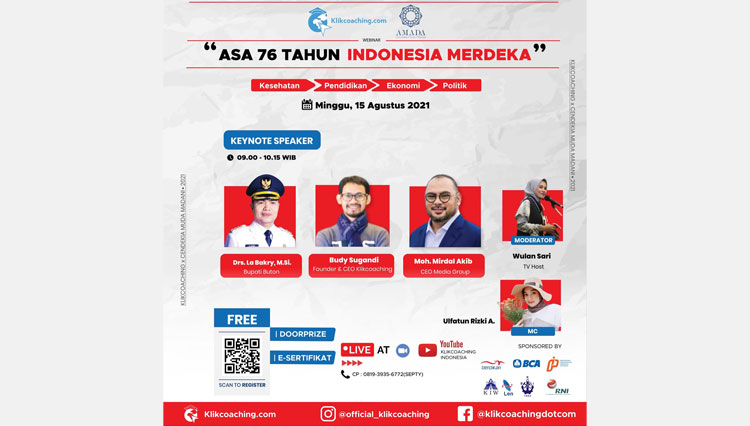 Seminar nasional dengan tajuk “Asa 76 Tahun Indonesia Merdeka” yang diselenggarakan Klikcoaching, Minggu (15/8/2021). (Foto: Klikcoaching for TIMES Indonesia)