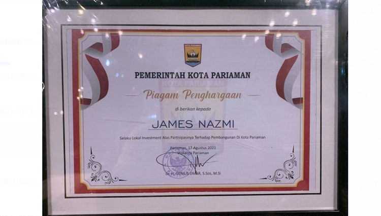 Walikota Pariaman penghargaan 3
