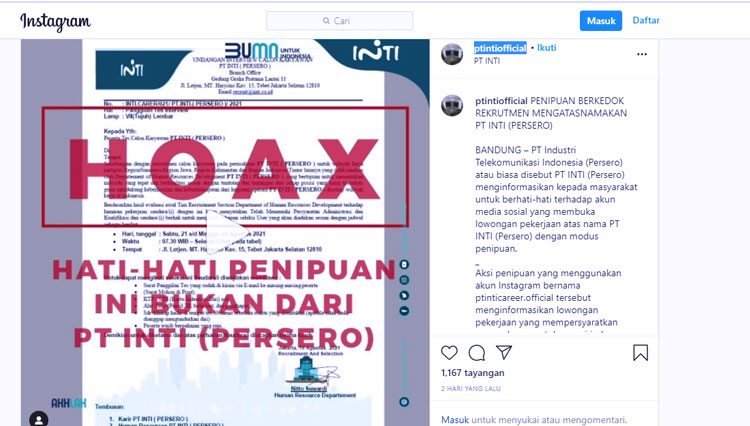 cek fakta pt inti 5