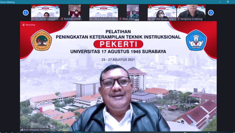 Rektor Untag Surabaya, Prof. Dr. Mulyanto Nugroho, MM., CMA., CPA.,  saat membuka progam Pekerti (Foto: Humas Untag to TIMES Indonesia)