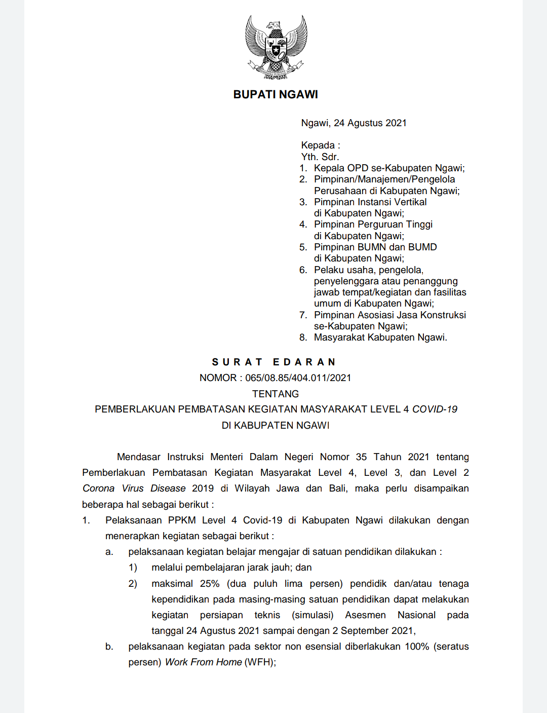 surat Bupati Ngawi