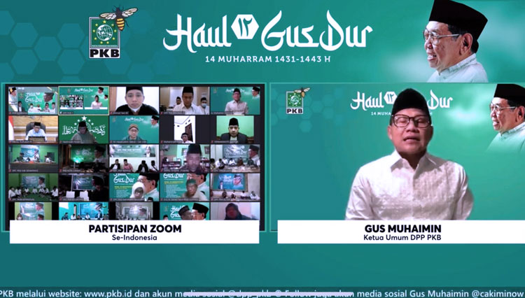 Ketua Umum PKB Abdul Muhaimin iskadar dalam acara haul Gus Dur secara virtual. (FOTO: Dok. PKB)