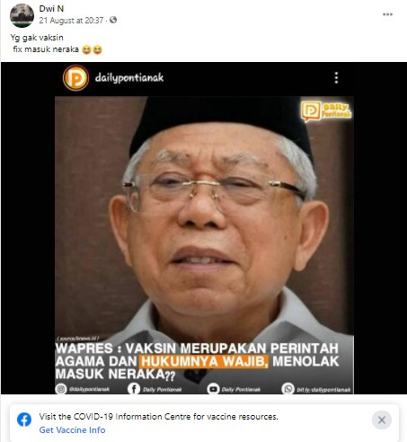 cek fakta wapres vaksin wajib