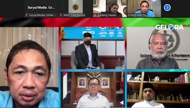 Ketua Umum Partai Gelora Anis Matta dalam diskusi Gelora Talks bertajuk 'Tantangan Taliban, Mampukah Membentuk Pemerintahan yang Efektif? secara virtual. (FOTO: Tangkapan Layar).