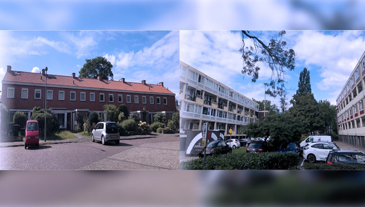 Tipe rumah sosial di Belanda (kiri), tipe rumah biasa (kanan) dan tipe rumah sewa apartemen (rumah tingkat). (FOTO: Dian Suwarsaputri/kabarbelanda.com)