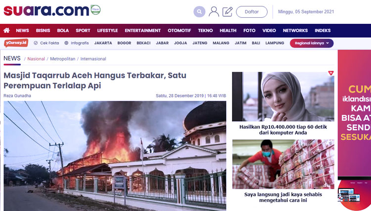 cek fakta masjid terbakar
