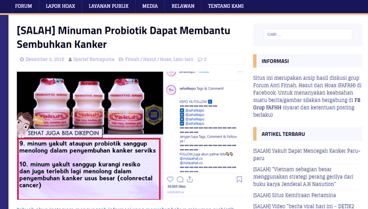 cek fakta yakult 5