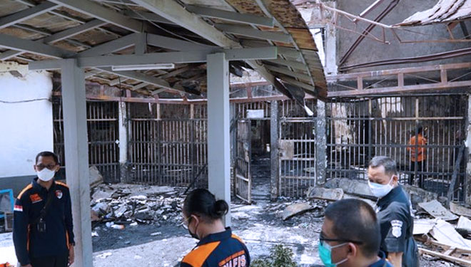 Foto A: Kebakaran di Lapas Kelas I Tangerang. (Foto: Dok. Kemenkumham