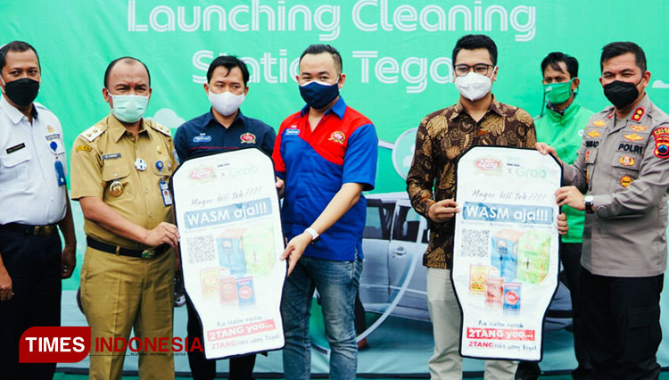 Wakil Wali Kota Tegal, Muhammad Jumadi Launchingkan GrabBike Protect di Mapolres Tegal Kota. (Foto : Tezar Aldi Yuniarko For Times Indonesia)
