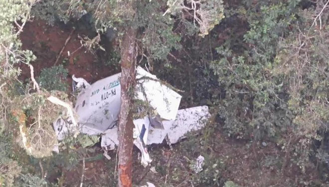 Pesawat Rimbun Air PK-OTW yang jatuh di Sugapa, Intan Jaya. (FOTO: Media Sosial)