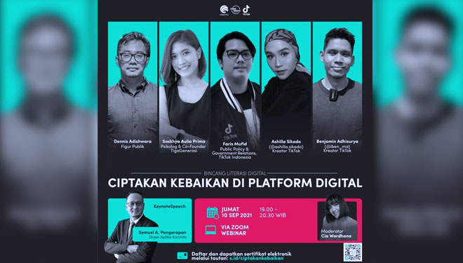 Sejumlah narasumber yang hadir secara virtual dalam gerakan nasional literasi digital. (FOTO: Kominfo RI)
