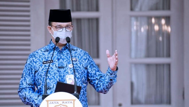 Gubernur Anies Baswedan saat memperingati Rapat Raksasa IKADA, Senin (20/9/2021). (FOTO: Pemrov DKI Jakarta)