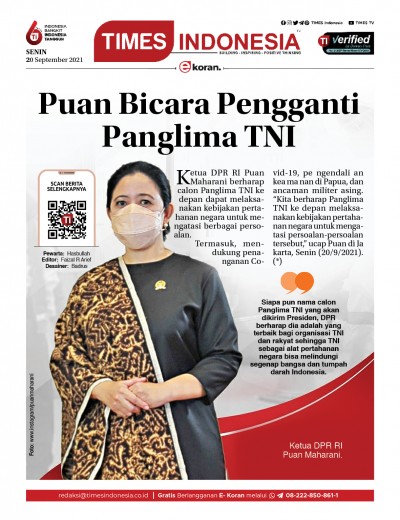 Edisi Senin, 20 September 2021: E-Koran, Bacaan Positif Masyarakat 5.0