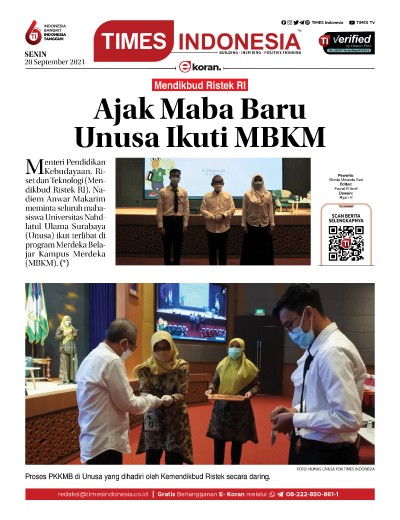 Edisi Senin, 20 September 2021: E-Koran, Bacaan Positif Masyarakat 5.0