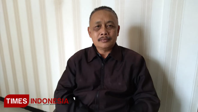 Kepala BPS Kota Batu Drs Parjan MSi memaparkan kondisi pertanian di Kota Batu yang lahannya terus menyusut dari tahun ke tahun. (Muhammad Dhani Rahman/TIMES Indonesia)