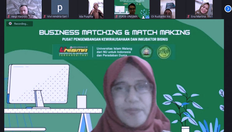 Kegiatan Asistensi Tenan Inkubator Bisnis Unisma Business Matching dan Match Making P2KIB-BPU Unisma digelar secara daring. (FOTO: AJP TIMES Indonesia)