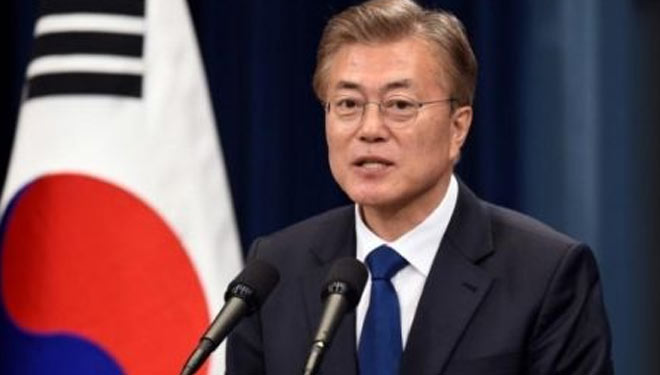 Presiden Korea Selatan, Moon Jae-in saat berpidato di Sidang Umum ke 76 Perserikatan Bangsa-Bangsa di New York yang menyerukan agar diakhirinya konflik Dua Korea.(FOTO: Yoursay.id/Reuters).