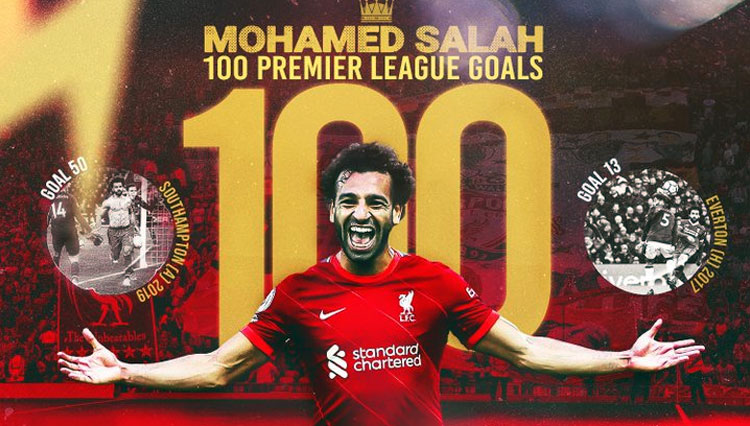 100 gol Mo Salah untuk Liverpool (foto: twitter/@liverpoolfc)