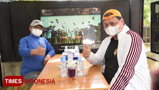 Ketum PKB Muhaimin Iskandar (kiri) dan Ketum Golkar Airlangga Hartarto bertemu Sabtu pagi (25/9/2021). (Foto: DPP Golkar for TIMES Indonesia)