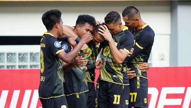 Selebrasi Barito Putera saat mencetak gol ke gawang PSM Makassar (Foto: Barito Putera)