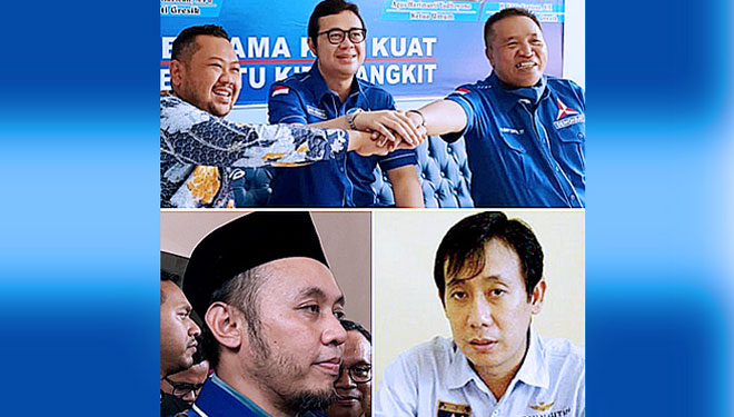 Tiga Ketua DPC Partai Demokrat Bojonegoro, Lamongan dan Gresik satu suara dukung Bayu Airlangga di Musda VI, Rabu (29/9/2021). (foto: Dok.Nusantara News)