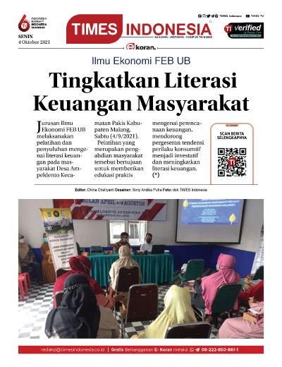 Edisi Senin, 4 Oktober 2021: E-Koran, Bacaan Positif Masyarakat 5.0