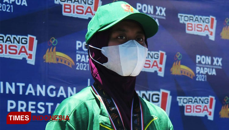Nafa Amadea, atlet selam asal Kota Batu peraih medali perak PON XX, Selasa (12/10). (FOTO: AJP TIMES Indonesia)