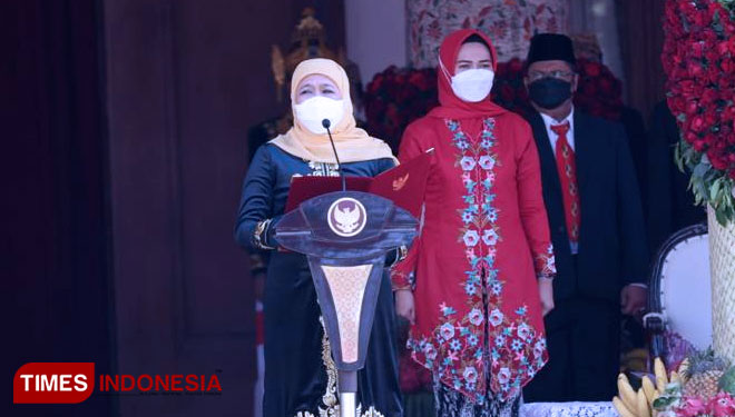 Gubernur Jatim Khofifah Indar Parawansa (FOTO: Adhitya Hendra/TIMES Indonesia)