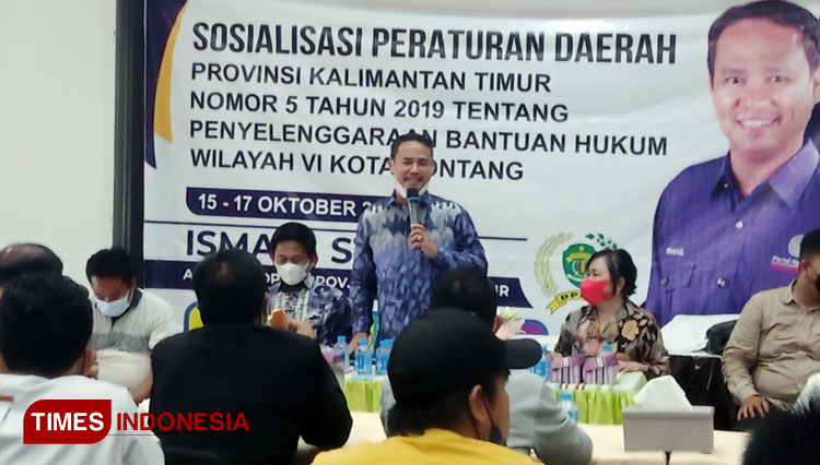 Anggota DPRD Kaltim Ismail ST saat memaparkan Perda nomor 5 tahun 2019 Tentang Penyelenggaraan Bantuan Hukum (Foto: Kusnadi/TIMES Indonesia)