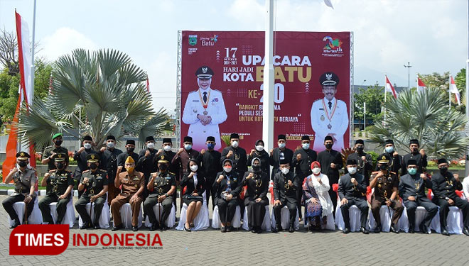 Suasana Upacara Hari Jadi ke-20 Kota Batu yang dilaksanakan di Balai Kota Among Tani Kota Batu. (Foto: Muhammad Dhani Rahman/TIMES Indonesia)