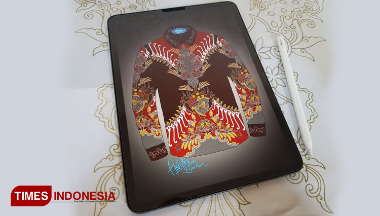 Batik eksekutif bertema 'Piala Thomas' hasil desain pemantik asal Bondowoso Jawa Timur (FOTO: Moh Bahri/TIMES Indonesia).