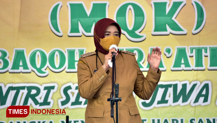 Wali Kota Banjar ungkap penyesalannya saat menghadiri MQK dalam rangka memperingati hari santri di ponpes Faturrahman (Foto: Susi/TIMES Indonesia)