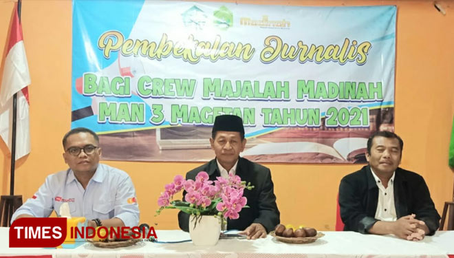 Suasana pembukaan pembekalan kru majalah Madinah MAN 3 Magetan di Red Hotel Sarangan, Sabtu (19/10/2021). (FOTO: Aditya Candra/TIMES Indonesia)