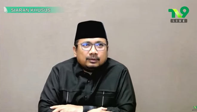 Menteri Agama RI, Yaqut Cholil Qoumas dalam Webinar Internasional Peringatan Hari Santri 2021 yang diadakan oleh Rabithah Ma'ahid Islamiyah Pengurus Besar Nahdlatul Ulama (RMI-PBNU), Rabu (20/10/2021). (FOTO: RMI for TIMES Indonesia)