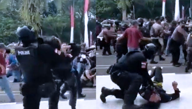 Viral Polisi banting mahasiswa di Tangerang. (FOTO: Dok. Suara)