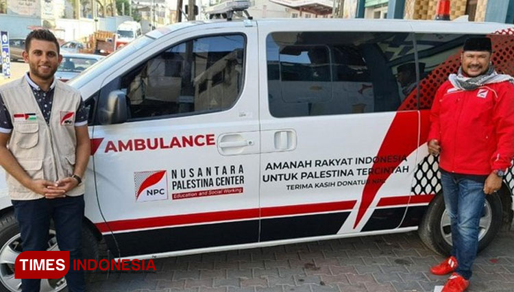 Salah satu mobil ambulan yang disumbangkan lewat Nusantara Palestina Center. (Foto: NPC for TIMES Indonesia)