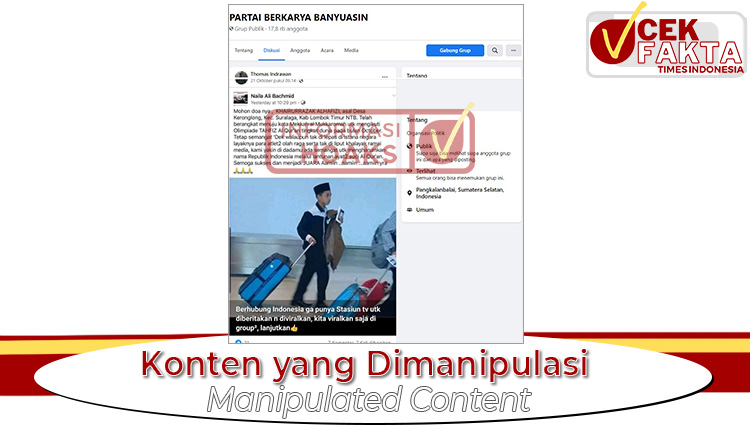 Tangkapan layar postingan yang mengklaim bahwa pemerintah mengabaikan seorang penghafal Alquran bernama Khairurrazak Alhafizi asal Lombok Timur.