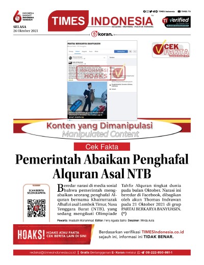 Edisi Selasa, 26 Oktober 2021: E-Koran, Bacaan Positif Masyarakat 5.0