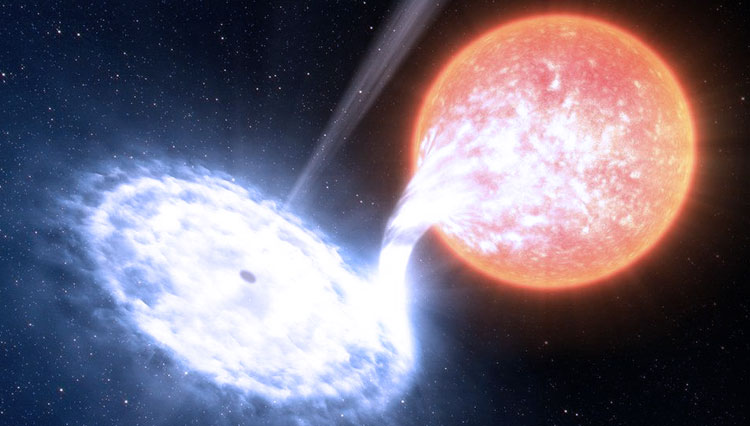 Temuan ini berasal dari pengamatan biner sinar-X - bintang neutron atau lubang hitam yang menarik gas dari bintang pendamping. (FOTO: BBC/ESA)