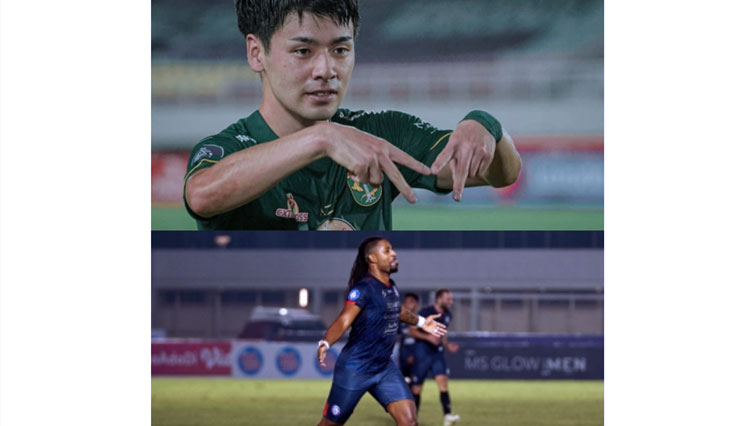 Taisei Marukawa dan Carlos Fortes keduanya sama-sama menunjukkan performa apik di klub yang mereka bela. (FOTO: Persebaya dan Arema FC)