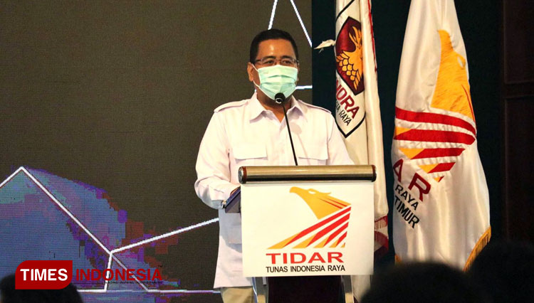 Ketua Partai Gerindra Jatim Anwar Sadad saat membuka Musdalub PD Tidar Jatim di Hotel Majapahit Surabaya, Sabtu (6/11/2021).(Foto : Lely Yuana/TIMES Indonesia) 