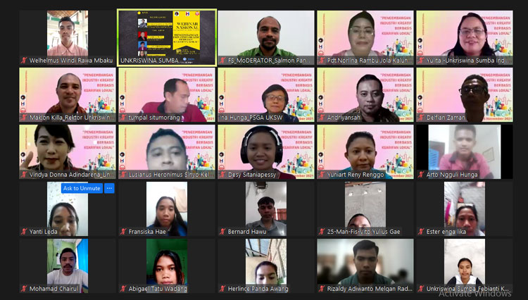 Para peserta saat melaksanakan kegiatan webinar bersama prodi Manajemen Unkriswina Sumba. (FOTO: Tangkapan layar)