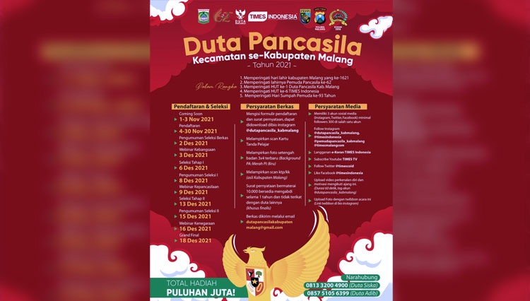 Poster pemilihan Duta Pancasila tingkat kecamatan se-Kabupaten Malang. (Foto: Istimewa)